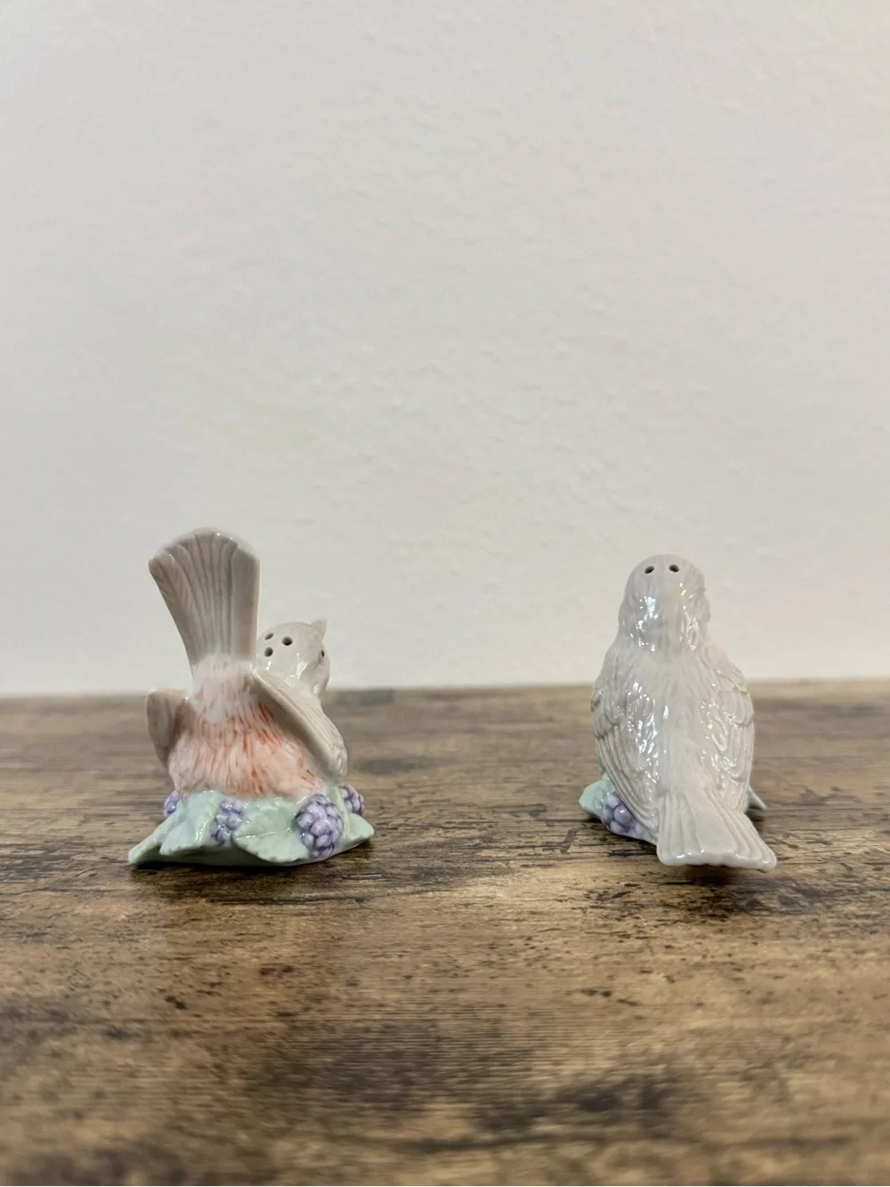 Vintage Bird Salt & Pepper Shakers | Porcelain Floral Berry